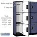 Salsbury 18" Wide Triple Tier Designer Wood Locker - 3 Wide - 6 Feet High - 18 Inches Deep - Blue - Silver Resettable Combination Locks - Sweatfully