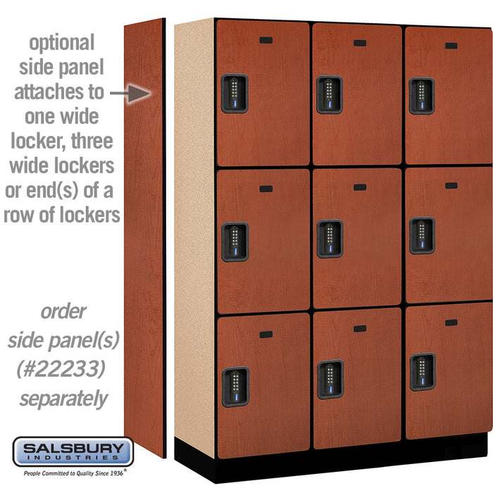 Salsbury 18" Wide Triple Tier Designer Wood Locker - 3 Wide - 6 Feet High - 18 Inches Deep - Cherry - Black Electronic Locks - Sweatfully