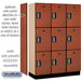 Salsbury 18" Wide Triple Tier Designer Wood Locker - 3 Wide - 6 Feet High - 18 Inches Deep - Cherry - Silver Electronic Locks - Sweatfully