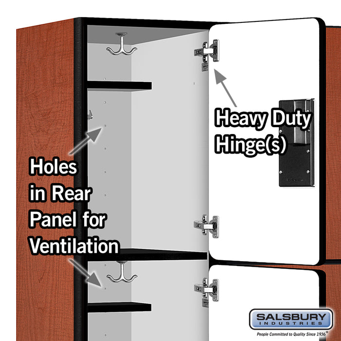 Salsbury 18" Wide Triple Tier Designer Wood Locker - 3 Wide - 6 Feet High - 18 Inches Deep - Cherry - Hasps - Sweatfully