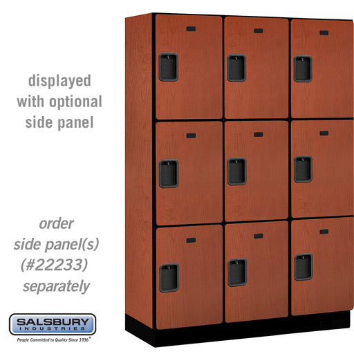 Salsbury 18" Wide Triple Tier Designer Wood Locker - 3 Wide - 6 Feet High - 18 Inches Deep - Cherry - Hasps - Sweatfully