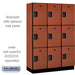 Salsbury 18" Wide Triple Tier Designer Wood Locker - 3 Wide - 6 Feet High - 18 Inches Deep - Cherry - Hasps - Sweatfully