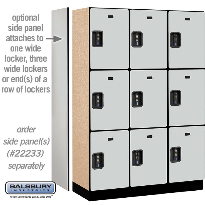 Salsbury 18" Wide Triple Tier Designer Wood Locker - 3 Wide - 6 Feet High - 18 Inches Deep - Gray - Black Electronic Locks - Sweatfully