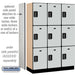 Salsbury 18" Wide Triple Tier Designer Wood Locker - 3 Wide - 6 Feet High - 18 Inches Deep - Gray - Black Electronic Locks - Sweatfully