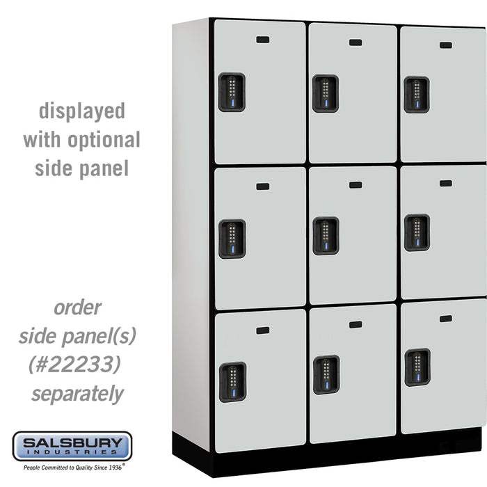 Salsbury 18" Wide Triple Tier Designer Wood Locker - 3 Wide - 6 Feet High - 18 Inches Deep - Gray - Black Electronic Locks - Sweatfully