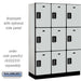 Salsbury 18" Wide Triple Tier Designer Wood Locker - 3 Wide - 6 Feet High - 18 Inches Deep - Gray - Black Electronic Locks - Sweatfully