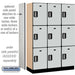Salsbury 18" Wide Triple Tier Designer Wood Locker - 3 Wide - 6 Feet High - 18 Inches Deep - Gray - Silver Electronic Locks - Sweatfully