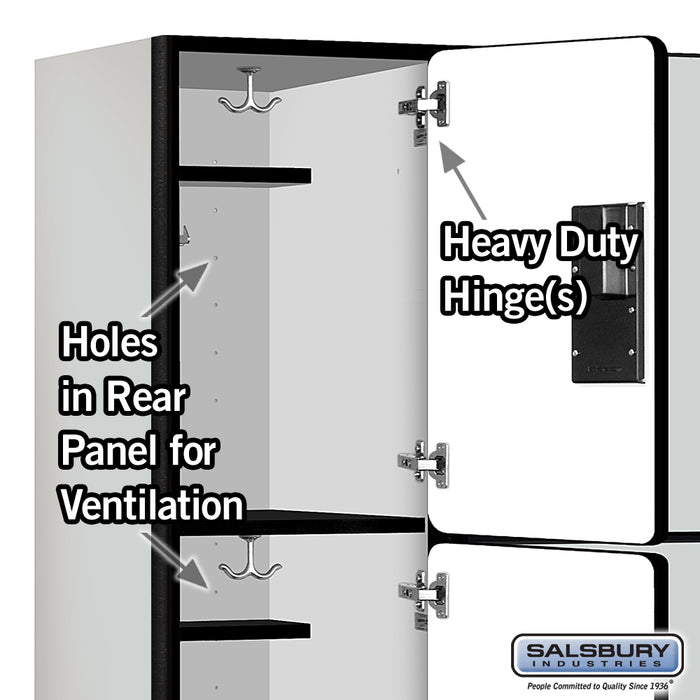 Salsbury 18" Wide Triple Tier Designer Wood Locker - 3 Wide - 6 Feet High - 18 Inches Deep - Gray - Hasps - Sweatfully