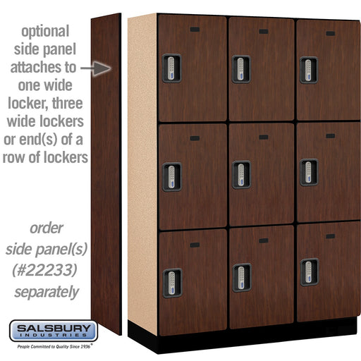 Salsbury 18" Wide Triple Tier Designer Wood Locker - 3 Wide - 6 Feet High - 18 Inches Deep - Mahogany - Silver Electronic Locks - Sweatfully