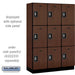 Salsbury 18" Wide Triple Tier Designer Wood Locker - 3 Wide - 6 Feet High - 18 Inches Deep - Mahogany - Silver Resettable Combination Locks - Sweatfully