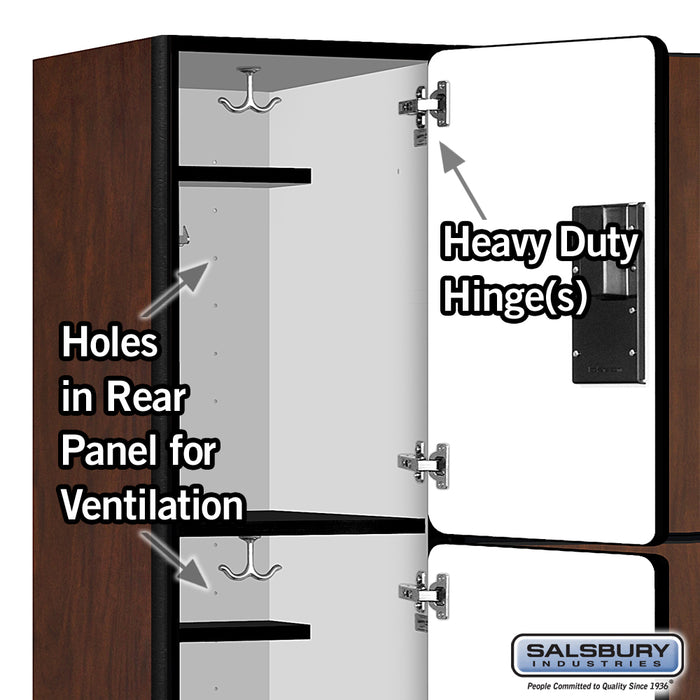 Salsbury 18" Wide Triple Tier Designer Wood Locker - 3 Wide - 6 Feet High - 18 Inches Deep - Mahogany - Hasps - Sweatfully
