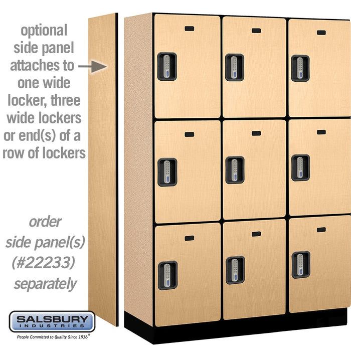 Salsbury 18" Wide Triple Tier Designer Wood Locker - 3 Wide - 6 Feet High - 18 Inches Deep - Maple - Silver Electronic Locks - Sweatfully