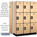 Salsbury 18" Wide Triple Tier Designer Wood Locker - 3 Wide - 6 Feet High - 18 Inches Deep - Maple - Silver Electronic Locks - Sweatfully