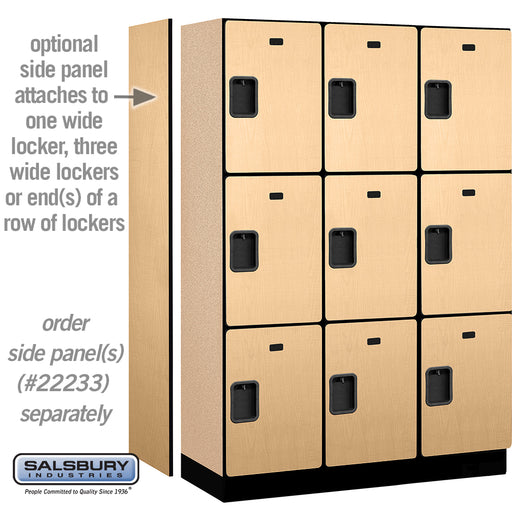 Salsbury 18" Wide Triple Tier Designer Wood Locker - 3 Wide - 6 Feet High - 18 Inches Deep - Maple - Hasps - Sweatfully