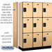 Salsbury 18" Wide Triple Tier Designer Wood Locker - 3 Wide - 6 Feet High - 18 Inches Deep - Maple - Hasps - Sweatfully