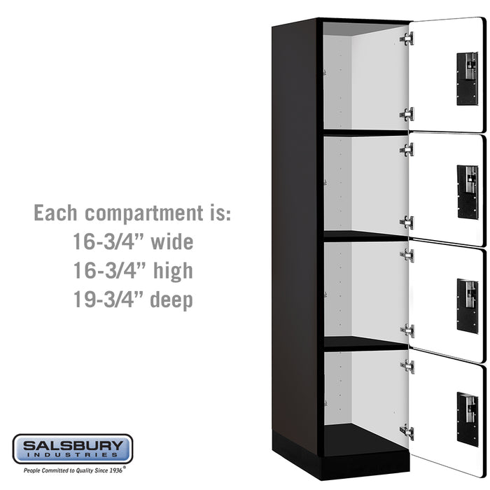 Salsbury 18" Wide Four Tier Designer Wood Locker - 1 Wide - 6 Feet High - 21 Inches Deep - Black - Hasps - Sweatfully