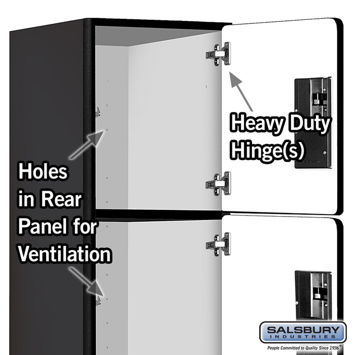 Salsbury 18" Wide Four Tier Designer Wood Locker - 1 Wide - 6 Feet High - 21 Inches Deep - Black - Hasps - Sweatfully