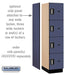 Salsbury 18" Wide Four Tier Designer Wood Locker - 1 Wide - 6 Feet High - 21 Inches Deep - Blue - Silver Electronic Locks - Sweatfully