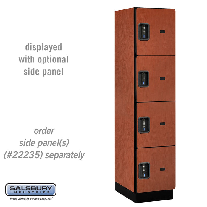 Salsbury 18" Wide Four Tier Designer Wood Locker - 1 Wide - 6 Feet High - 21 Inches Deep - Cherry - Black Electronic Locks - Sweatfully
