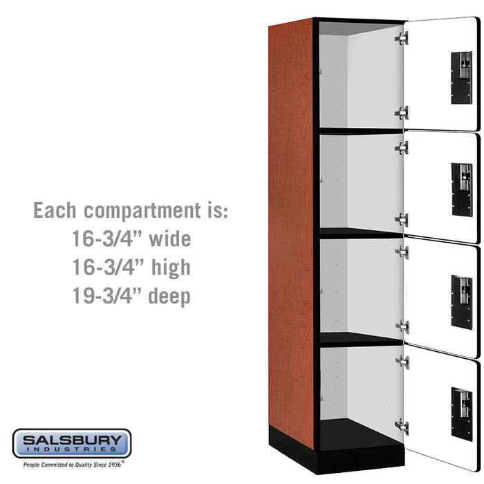 Salsbury 18" Wide Four Tier Designer Wood Locker - 1 Wide - 6 Feet High - 21 Inches Deep - Cherry - Hasps - Sweatfully