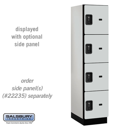 Salsbury 18" Wide Four Tier Designer Wood Locker - 1 Wide - 6 Feet High - 21 Inches Deep - Gray - Black Resettable Combination Locks - Sweatfully