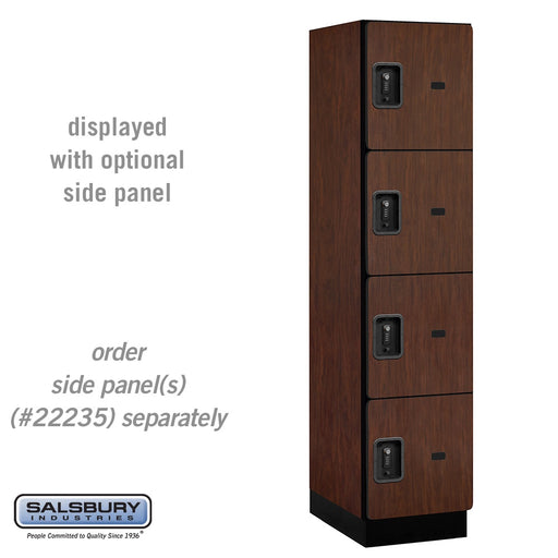 Salsbury 18" Wide Four Tier Designer Wood Locker - 1 Wide - 6 Feet High - 21 Inches Deep - Mahogany - Black Resettable Combination Locks - Sweatfully