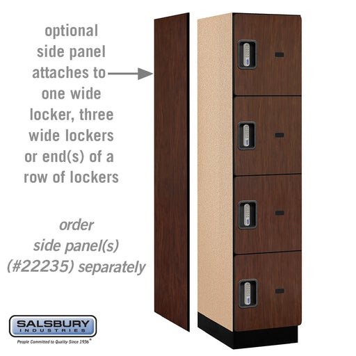 Salsbury 18" Wide Four Tier Designer Wood Locker - 1 Wide - 6 Feet High - 21 Inches Deep - Mahogany - Silver Electronic Locks - Sweatfully