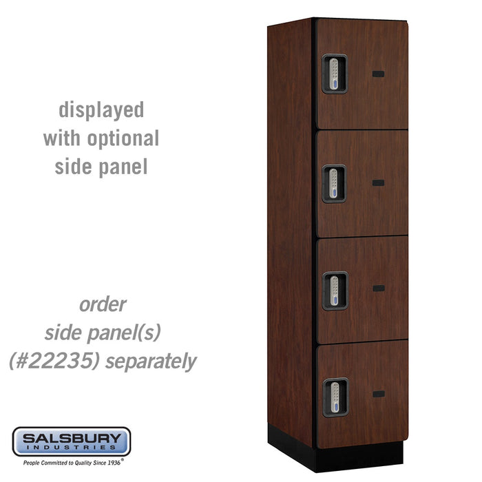 Salsbury 18" Wide Four Tier Designer Wood Locker - 1 Wide - 6 Feet High - 21 Inches Deep - Mahogany - Silver Electronic Locks - Sweatfully