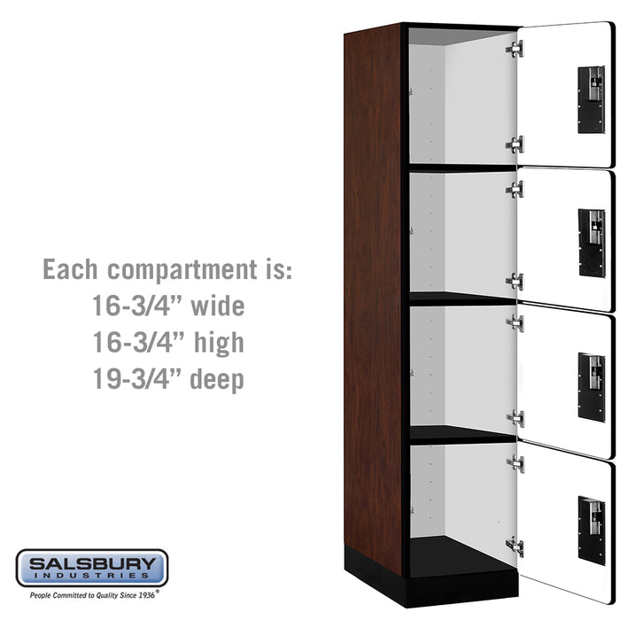 Salsbury 18" Wide Four Tier Designer Wood Locker - 1 Wide - 6 Feet High - 21 Inches Deep - Mahogany - Hasps - Sweatfully