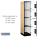 Salsbury 18" Wide Four Tier Designer Wood Locker - 1 Wide - 6 Feet High - 21 Inches Deep - Maple - Black Resettable Combination Locks - Sweatfully