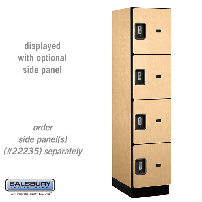 Salsbury 18" Wide Four Tier Designer Wood Locker - 1 Wide - 6 Feet High - 21 Inches Deep - Maple - Silver Resettable Combination Locks - Sweatfully