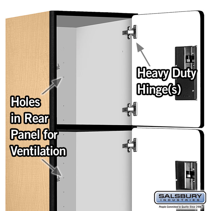 Salsbury 18" Wide Four Tier Designer Wood Locker - 1 Wide - 6 Feet High - 21 Inches Deep - Maple - Hasps - Sweatfully