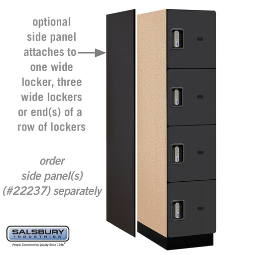 Salsbury 18" Wide Four Tier Designer Wood Locker - 1 Wide - 6 Feet High - 24 Inches Deep - Black - Silver Electronic Locks - Sweatfully