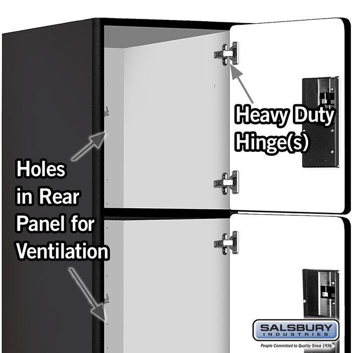 Salsbury 18" Wide Four Tier Designer Wood Locker - 1 Wide - 6 Feet High - 24 Inches Deep - Black - Hasps - Sweatfully