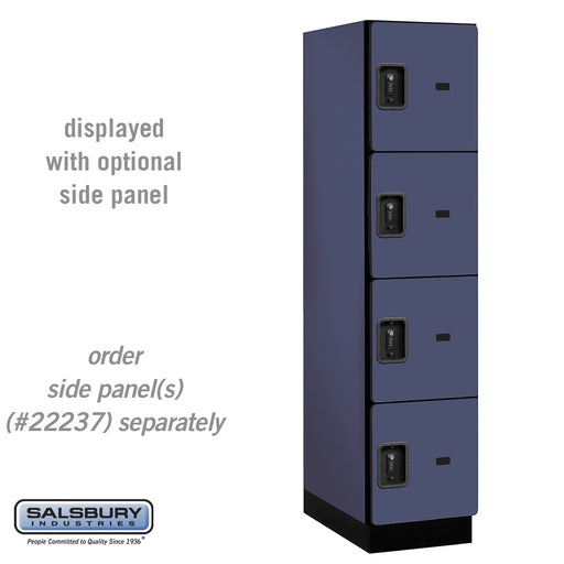 Salsbury 18" Wide Four Tier Designer Wood Locker - 1 Wide - 6 Feet High - 24 Inches Deep - Blue - Black Resettable Combination Locks - Sweatfully