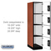 Salsbury 18" Wide Four Tier Designer Wood Locker - 1 Wide - 6 Feet High - 24 Inches Deep - Cherry - Black Resettable Combination Locks - Sweatfully