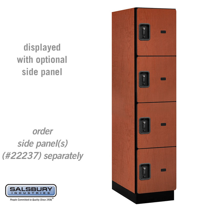 Salsbury 18" Wide Four Tier Designer Wood Locker - 1 Wide - 6 Feet High - 24 Inches Deep - Cherry - Black Resettable Combination Locks - Sweatfully