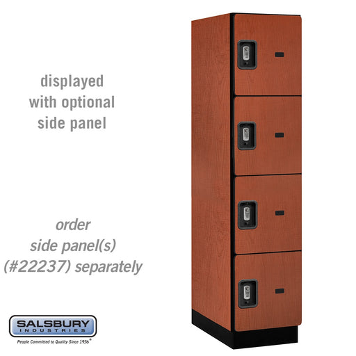 Salsbury 18" Wide Four Tier Designer Wood Locker - 1 Wide - 6 Feet High - 24 Inches Deep - Cherry - Silver Resettable Combination Locks - Sweatfully