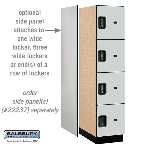 Salsbury 18" Wide Four Tier Designer Wood Locker - 1 Wide - 6 Feet High - 24 Inches Deep - Gray - Black Electronic Locks - Sweatfully
