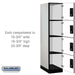 Salsbury 18" Wide Four Tier Designer Wood Locker - 1 Wide - 6 Feet High - 24 Inches Deep - Gray - Black Electronic Locks - Sweatfully