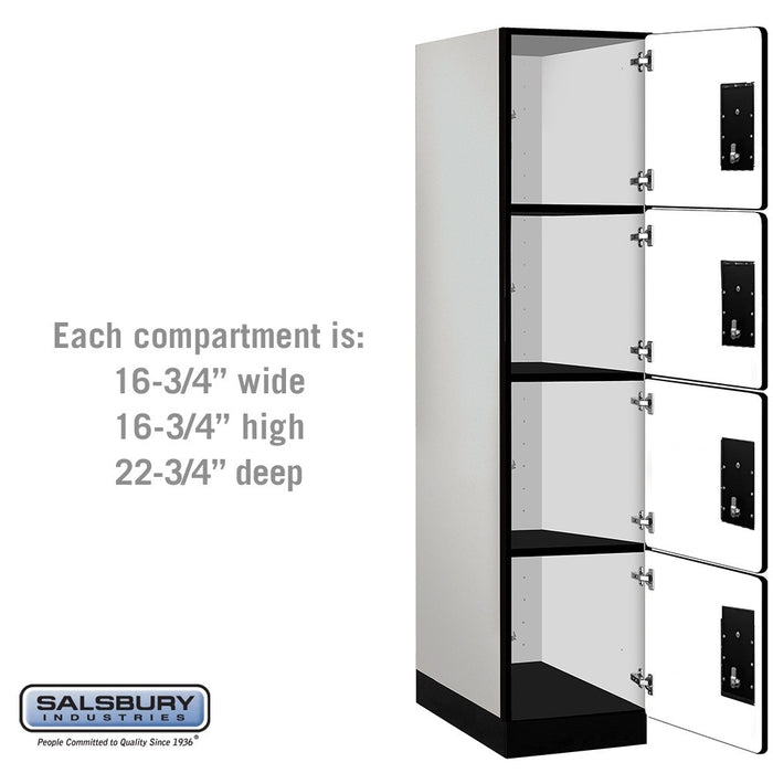 Salsbury 18" Wide Four Tier Designer Wood Locker - 1 Wide - 6 Feet High - 24 Inches Deep - Gray - Silver Electronic Locks - Sweatfully