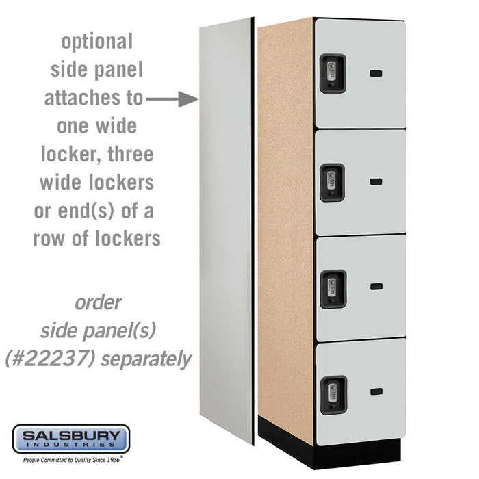 Salsbury 18" Wide Four Tier Designer Wood Locker - 1 Wide - 6 Feet High - 24 Inches Deep - Gray - Silver Resettable Combination Locks - Sweatfully