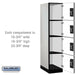 Salsbury 18" Wide Four Tier Designer Wood Locker - 1 Wide - 6 Feet High - 24 Inches Deep - Gray - Silver Resettable Combination Locks - Sweatfully