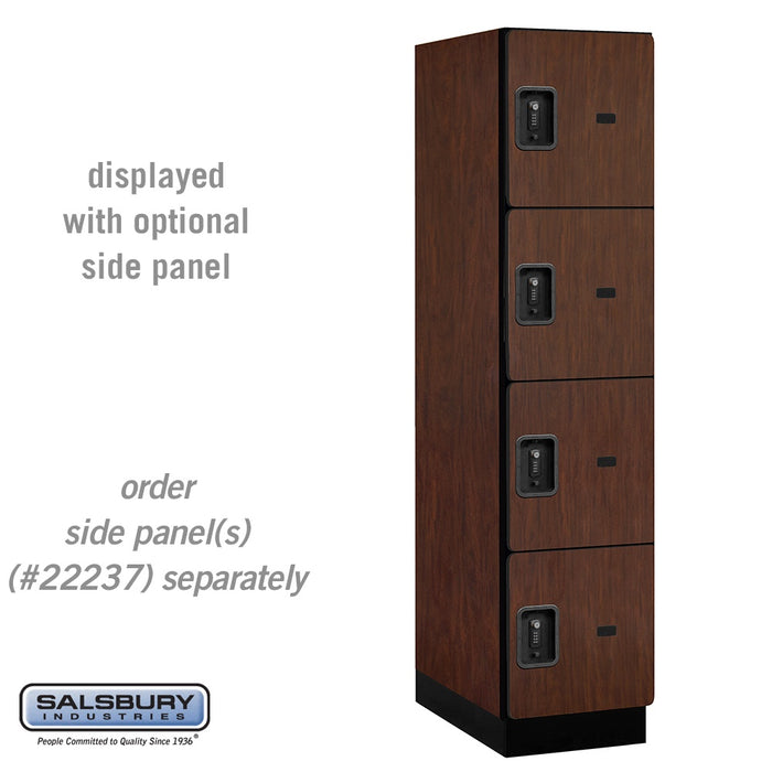Salsbury 18" Wide Four Tier Designer Wood Locker - 1 Wide - 6 Feet High - 24 Inches Deep - Mahogany - Black Resettable Combination Locks - Sweatfully