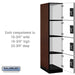 Salsbury 18" Wide Four Tier Designer Wood Locker - 1 Wide - 6 Feet High - 24 Inches Deep - Mahogany - Silver Resettable Combination Locks - Sweatfully