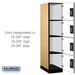 Salsbury 18" Wide Four Tier Designer Wood Locker - 1 Wide - 6 Feet High - 24 Inches Deep - Maple - Black Resettable Combination Locks - Sweatfully