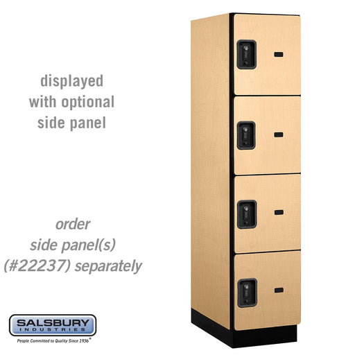 Salsbury 18" Wide Four Tier Designer Wood Locker - 1 Wide - 6 Feet High - 24 Inches Deep - Maple - Black Resettable Combination Locks - Sweatfully