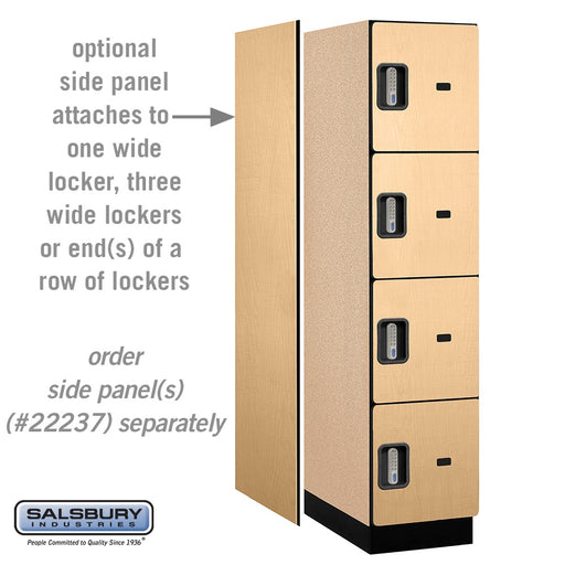 Salsbury 18" Wide Four Tier Designer Wood Locker - 1 Wide - 6 Feet High - 24 Inches Deep - Maple - Silver Electronic Locks - Sweatfully
