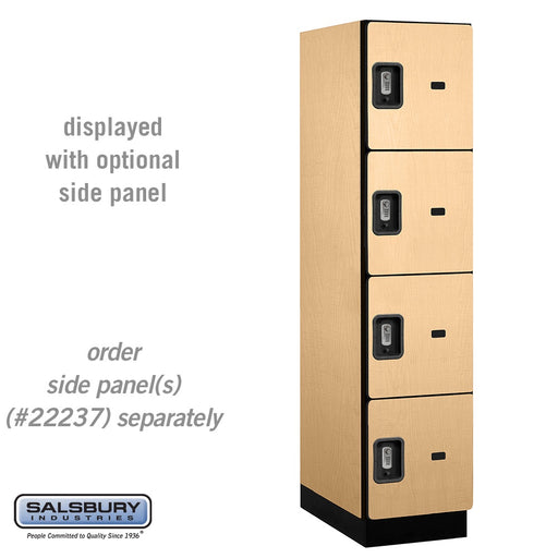 Salsbury 18" Wide Four Tier Designer Wood Locker - 1 Wide - 6 Feet High - 24 Inches Deep - Maple - Silver Resettable Combination Locks - Sweatfully