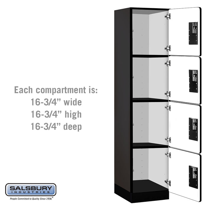 Salsbury 18" Wide Four Tier Designer Wood Locker - 1 Wide - 6 Feet High - 18 Inches Deep - Black - Hasps - Sweatfully